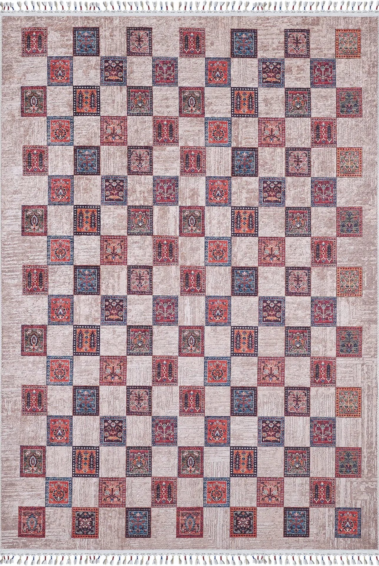 Koronowo Kırmızı Geometrik Dijital Baskı Halı Halınet