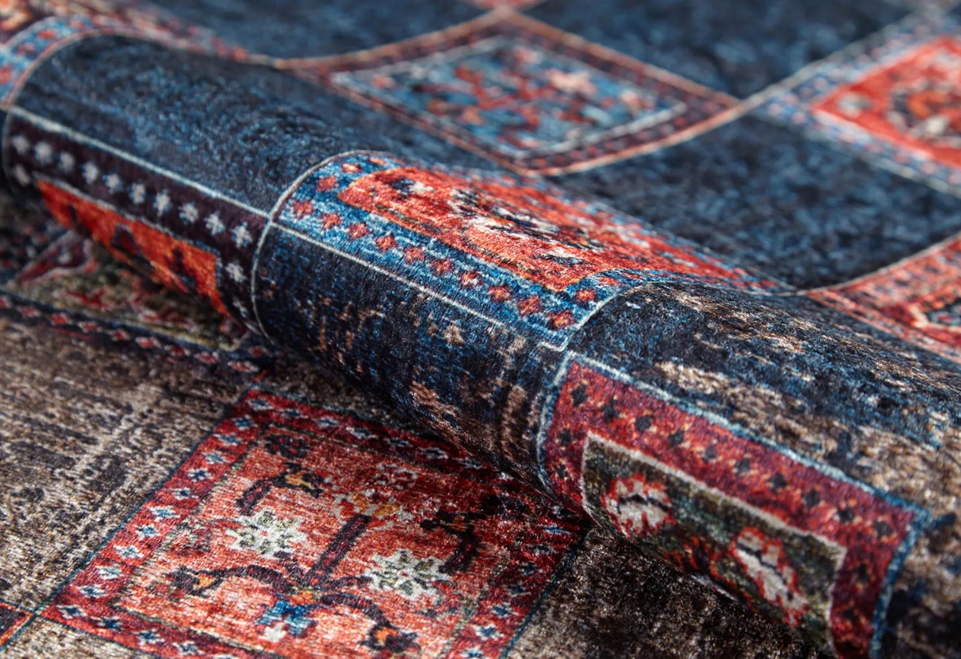 Koprzywnica Lacivert Geometrik Dijital Baskı Halı Halınet