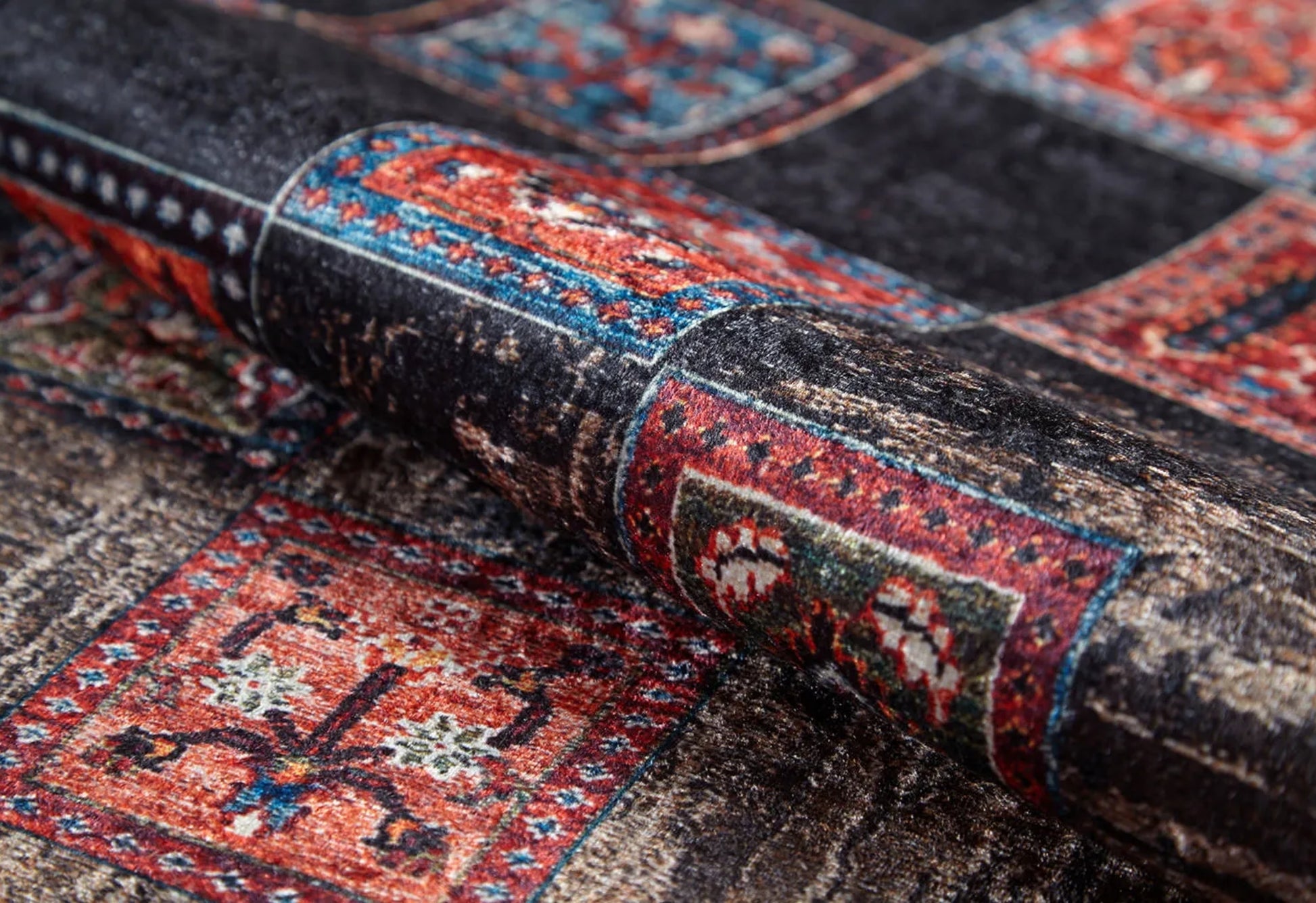 Końskie Kahverengi Geometrik Dijital Baskı Halı Halınet