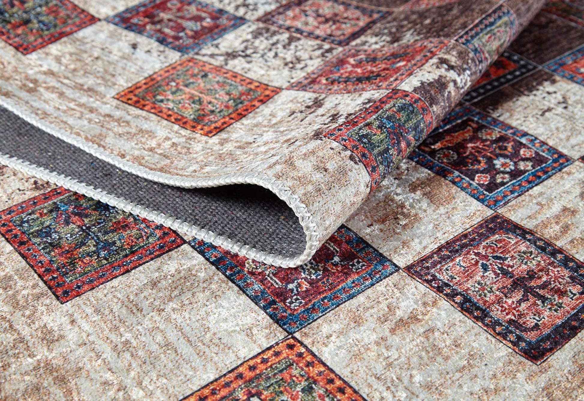 Konstantynow Kahverengi Geometrik Dijital Baskı Halı Halınet