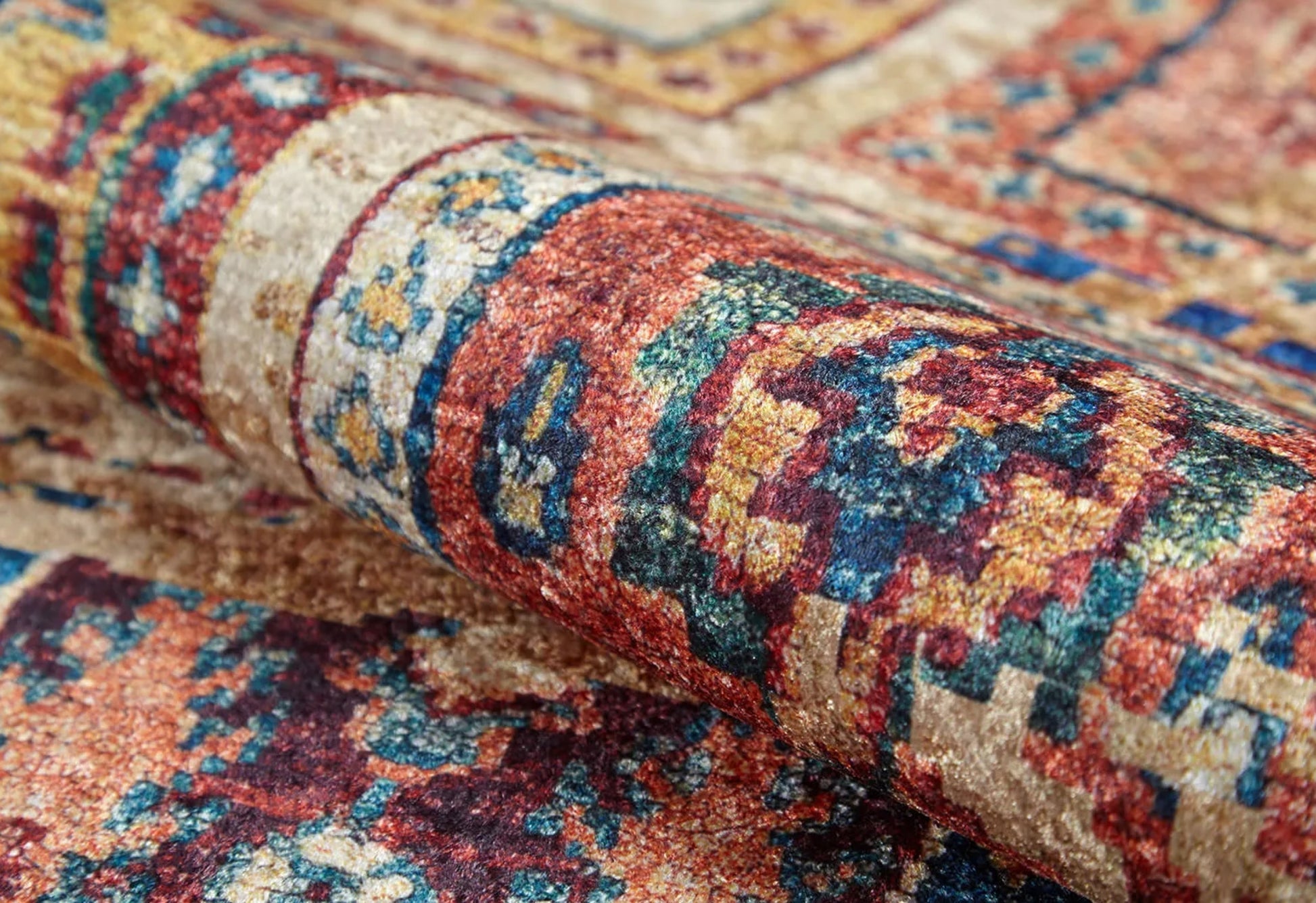 Kolo Kahverengi Patchwork Dijital Baskı Halı Halınet