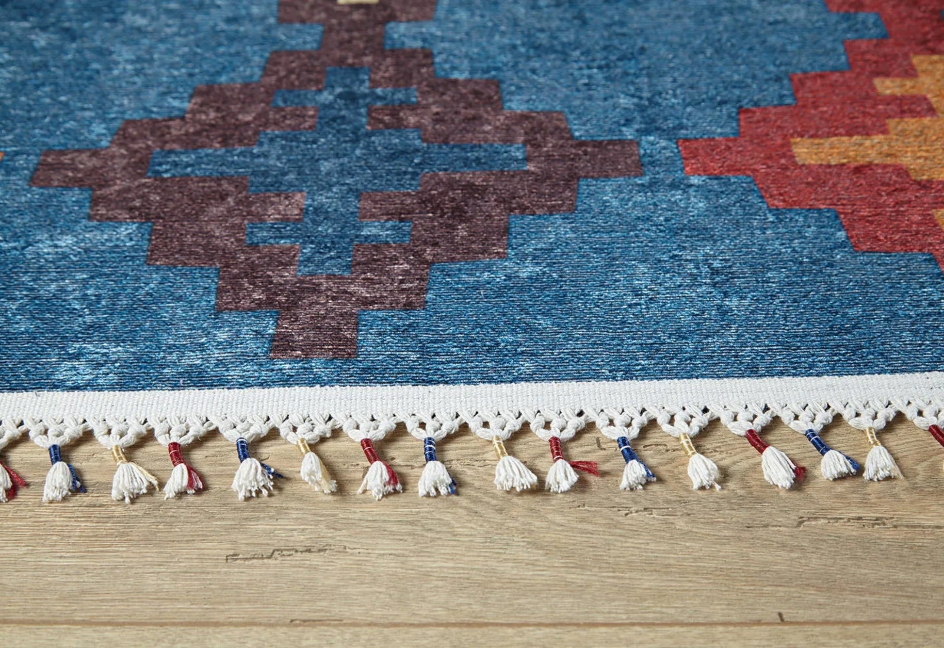 Koluszki Lacivert Geometrik Dijital Baskı Halı Halınet