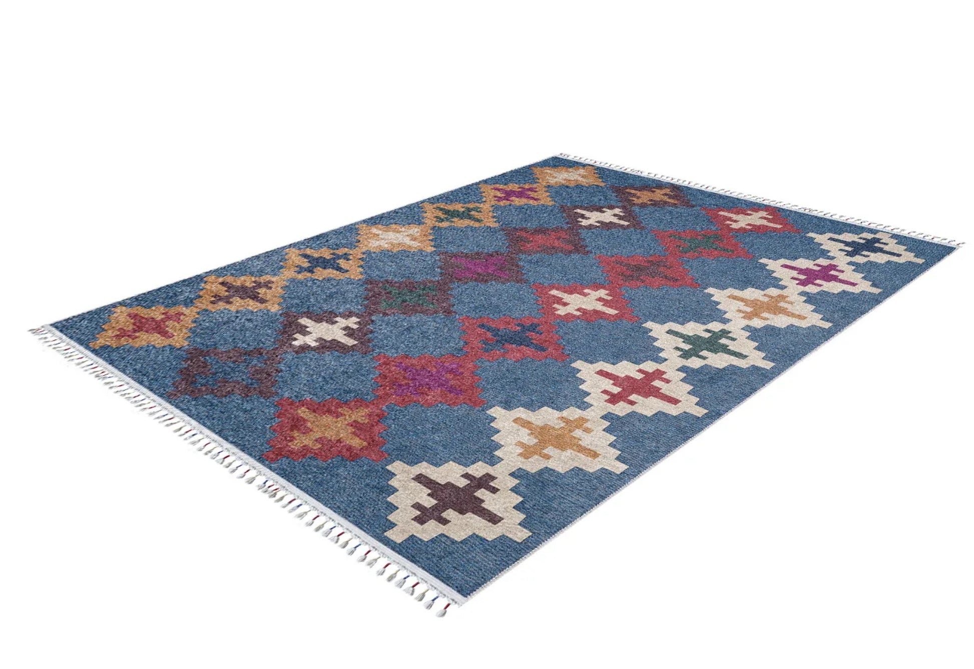 Koluszki Lacivert Geometrik Dijital Baskı Halı Halınet