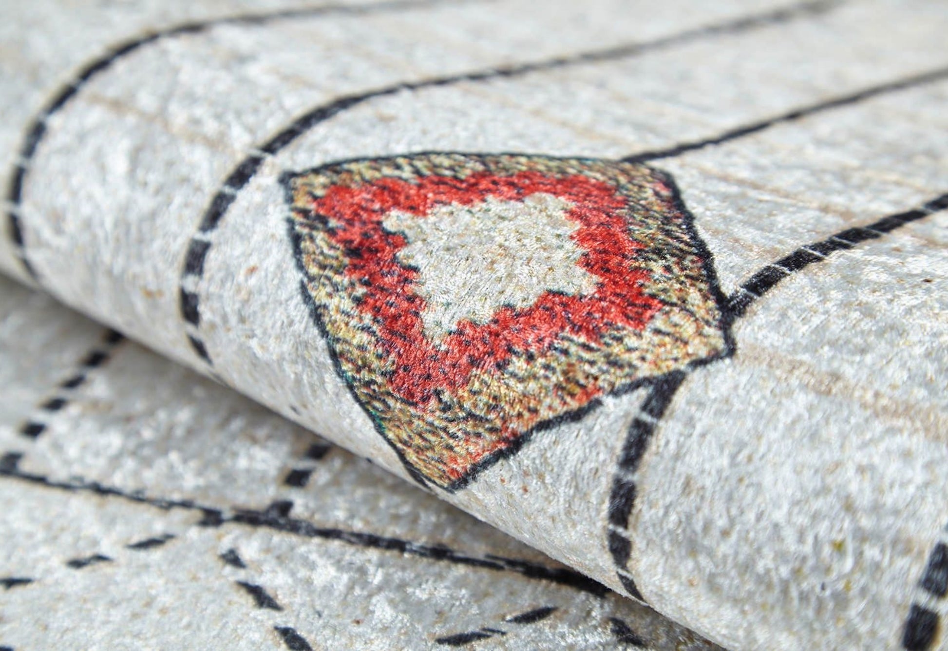 Kobylka Bej Geometrik Dijital Baskı Halı Halınet