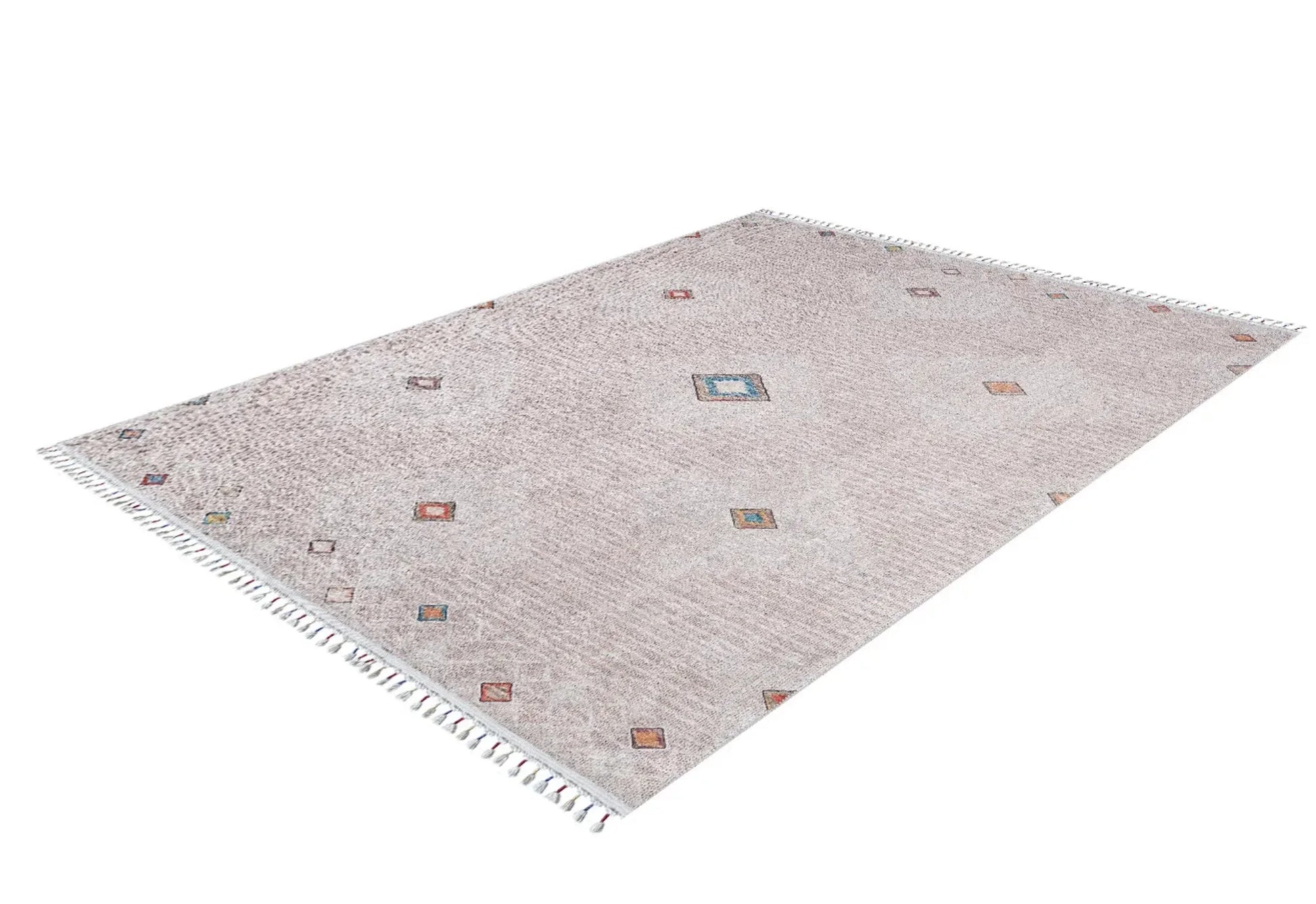 Krem Klasik Minimalist Desenli Halı - Yıkanabilir - Kaymaz Taban - Pati Dostu