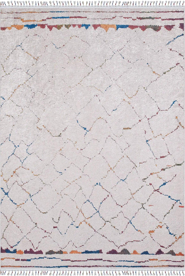 Bej Krem Geometrik Minimalist Halı - Yıkanabilir - Kaymaz Taban - Pati Dostu