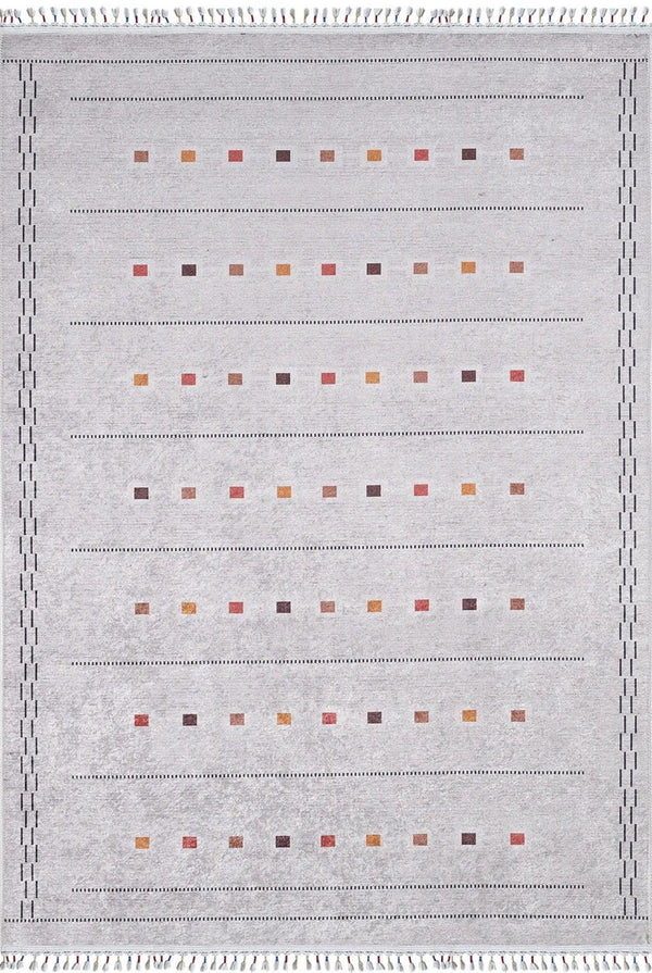 Gri Klasik Modern Halı - Yıkanabilir - Kaymaz Taban - Pati Dostu