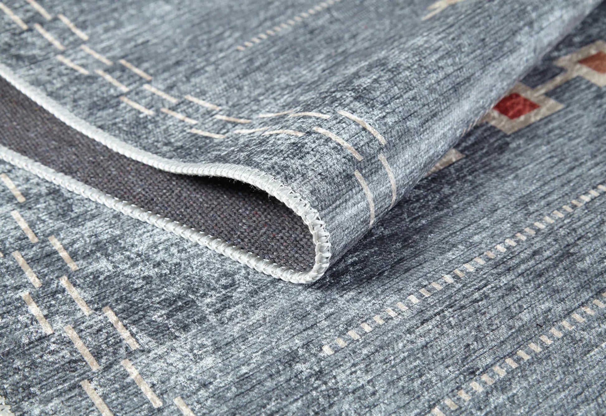 Lazy Gri Geometrik Dijital Baskı Halı Halınet