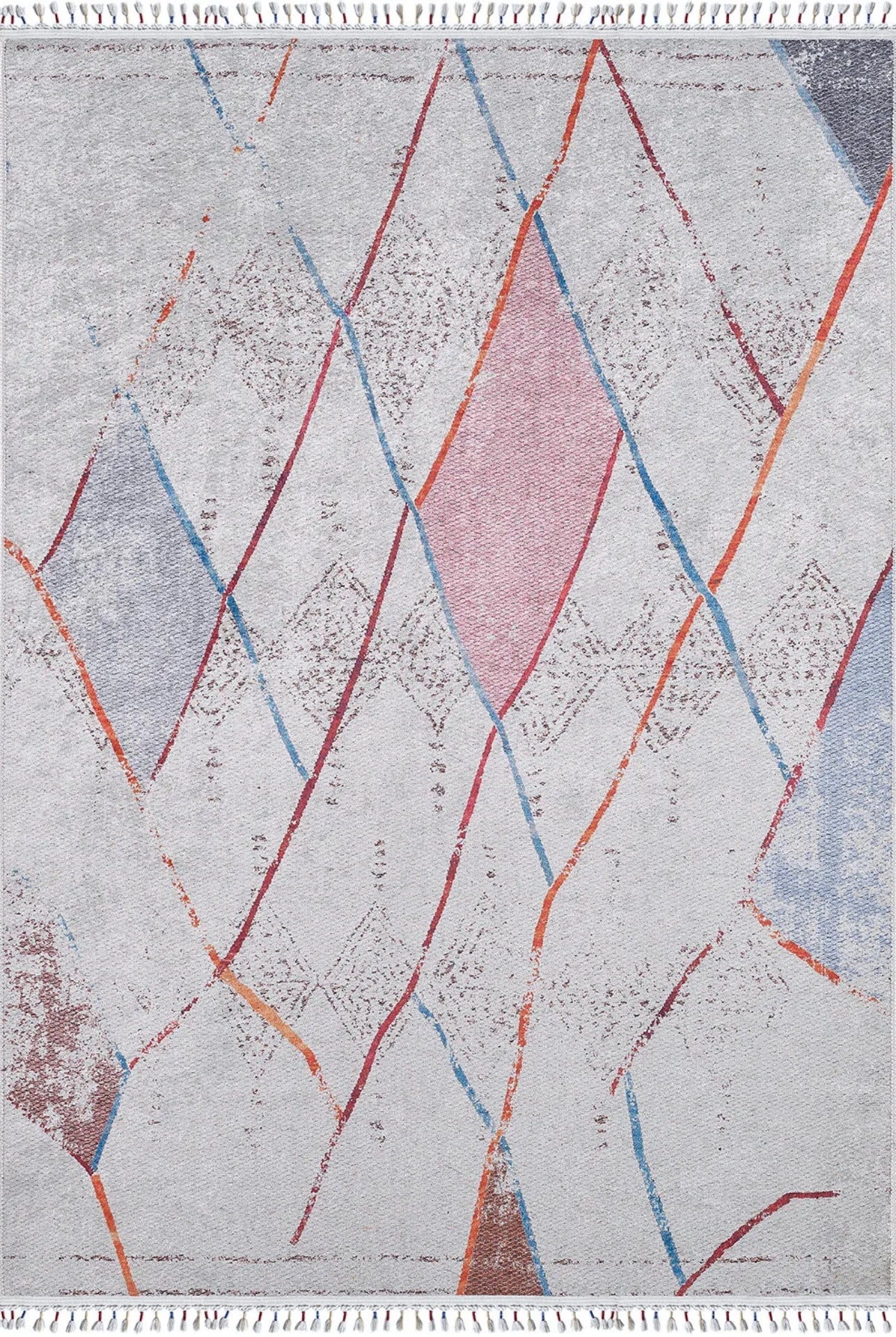 Leba Krem Geometrik Dijital Baskı Halı Halınet