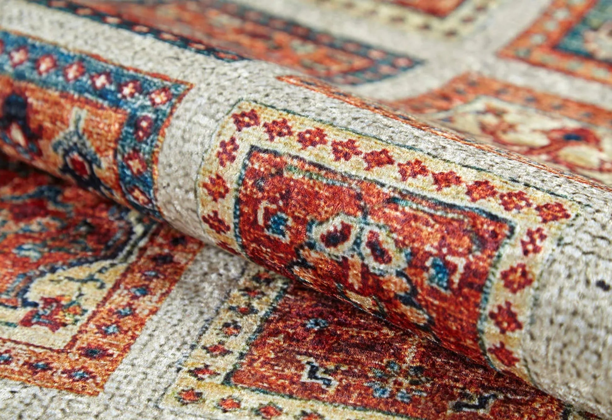 Leczyca Kırmızı Geometrik Dijital Baskı Halı Halınet