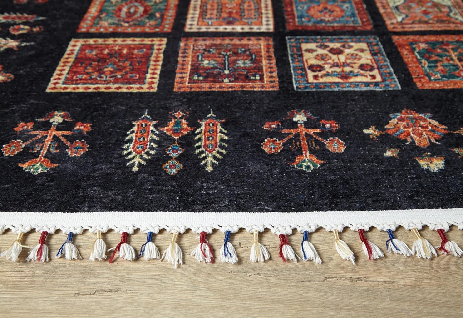 Lobez Siyah Geometrik Dijital Baskı Halı Halınet