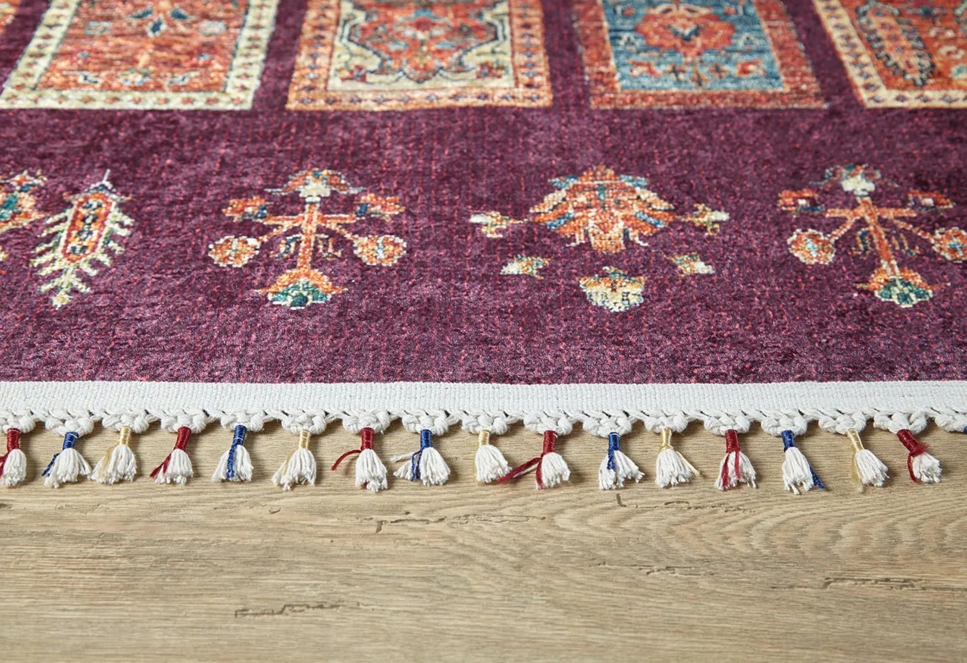 Geometrik Kareli Halı - Yıkanabilir - Kaymaz Taban - Pati Dostu