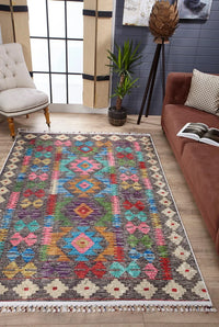 Grey Multi-Color Geometric Bohemian Area Rug