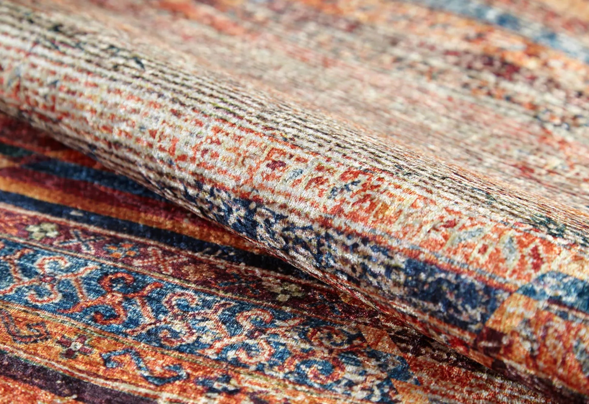 Miasteczko Kırmızı Çizgili Dijital Baskı Halı Halınet