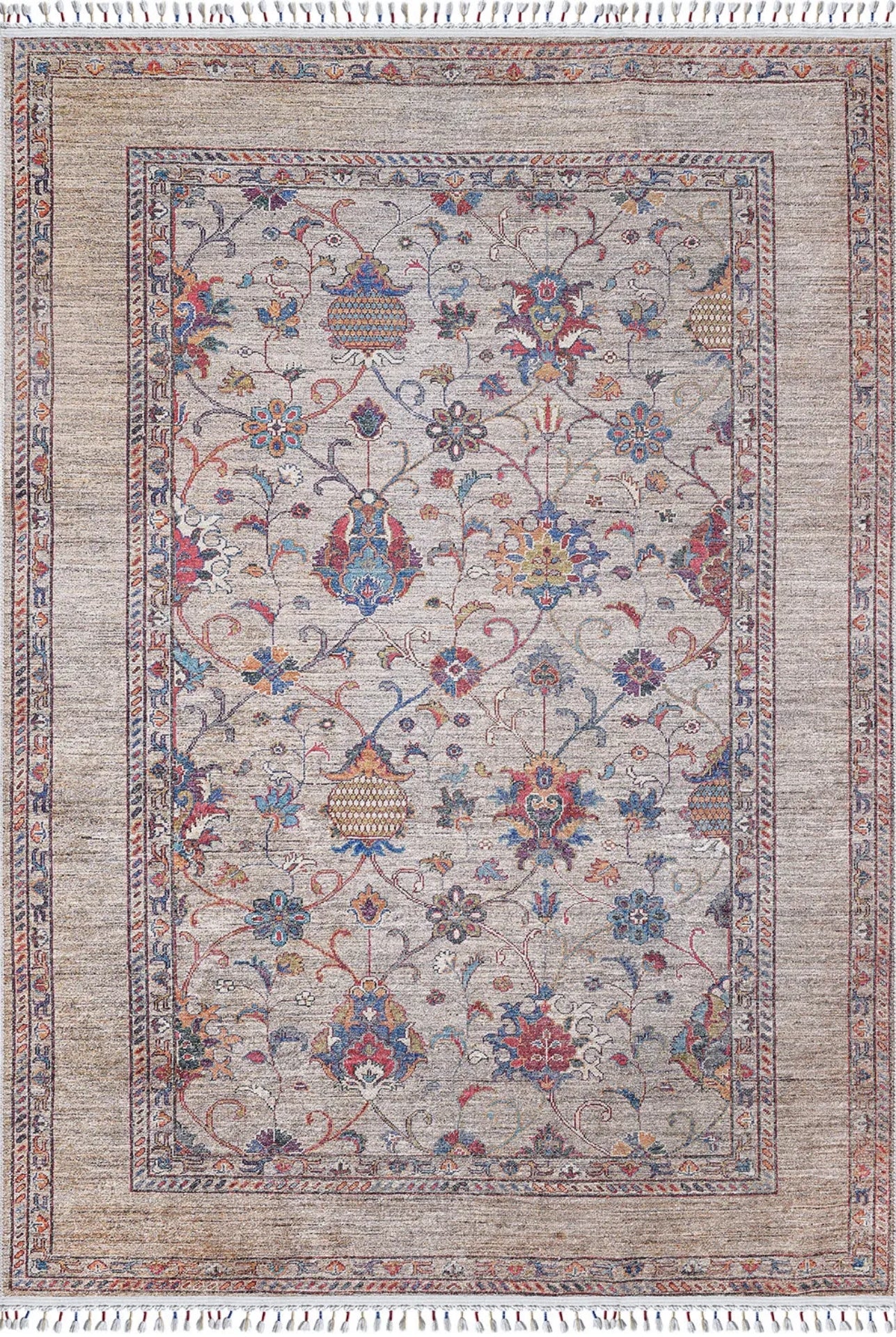 Miejska Gri Klasik Dijital Baskı Halı Halınet