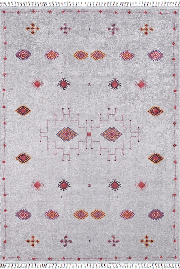 Beyaz Krem Klasik Modern Halı - Yıkanabilir - Kaymaz Taban - Pati Dostu