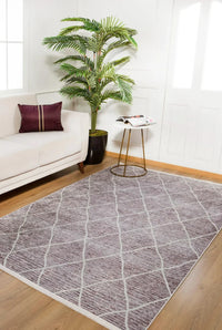 Purple and White Geometric Area Rug