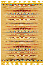 Bohem Etnik Çizgili Triko Halı - Yıkanabilir - Kaymaz Taban - Pati Dostu