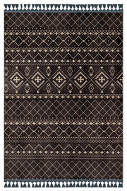 Krem Baklava Desenli Bohem Triko Halı - Yıkanabilir - Kaymaz Taban - Pati Dostu