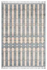 Blue Beige Bohemian Geometric Living Room Rug - Polyester