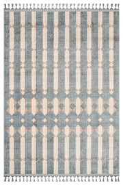 Gri Krem Bohem Dokulu Triko Halı - Yıkanabilir - Kaymaz Taban - Pati Dostu