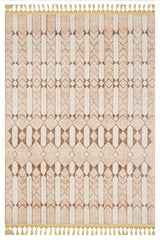 Light Beige Brown Bohemian Geometric Living Room Rug - Polyester