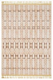 Bej Krem Bohem Etnik Triko Halı - Yıkanabilir - Kaymaz Taban - Pati Dostu