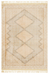 Beige Cream Bohemian Geometric Living Room Rug Circular - Polyester