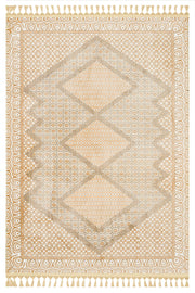 Bej Krem Baklava Desenli Bohem Triko Halı - Yıkanabilir - Kaymaz Taban - Pati Dostu