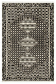 Antrasit Gri Baklava Desenli Bohem Triko Halı - Yıkanabilir - Kaymaz Taban - Pati Dostu