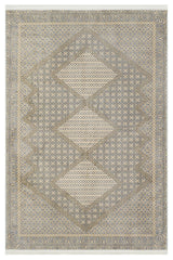 Gray Beige Modern Geometric Living Room Rug - Polyester