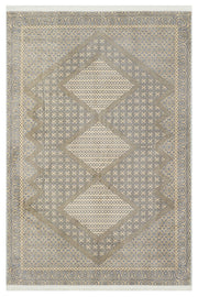 Bej Krem Baklava Desenli Bohem Triko Halı - Yıkanabilir - Kaymaz Taban - Pati Dostu