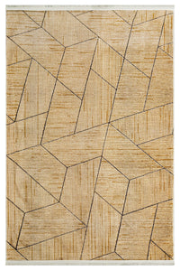 Modern Beige and Brown Geometric Area Rug