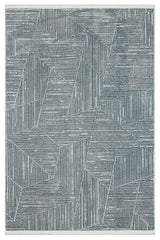 Dark Grey White Modern Geometric Living Room Rug - Polyester