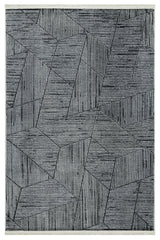 Black and White Minimalist Geometric Living Room Rug - Polyester