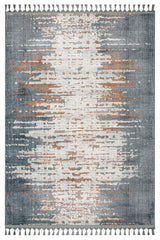 Outlet Makine Dokuma Halı Gri - Beyaz Soyut Desenli Modern 80x150 cm