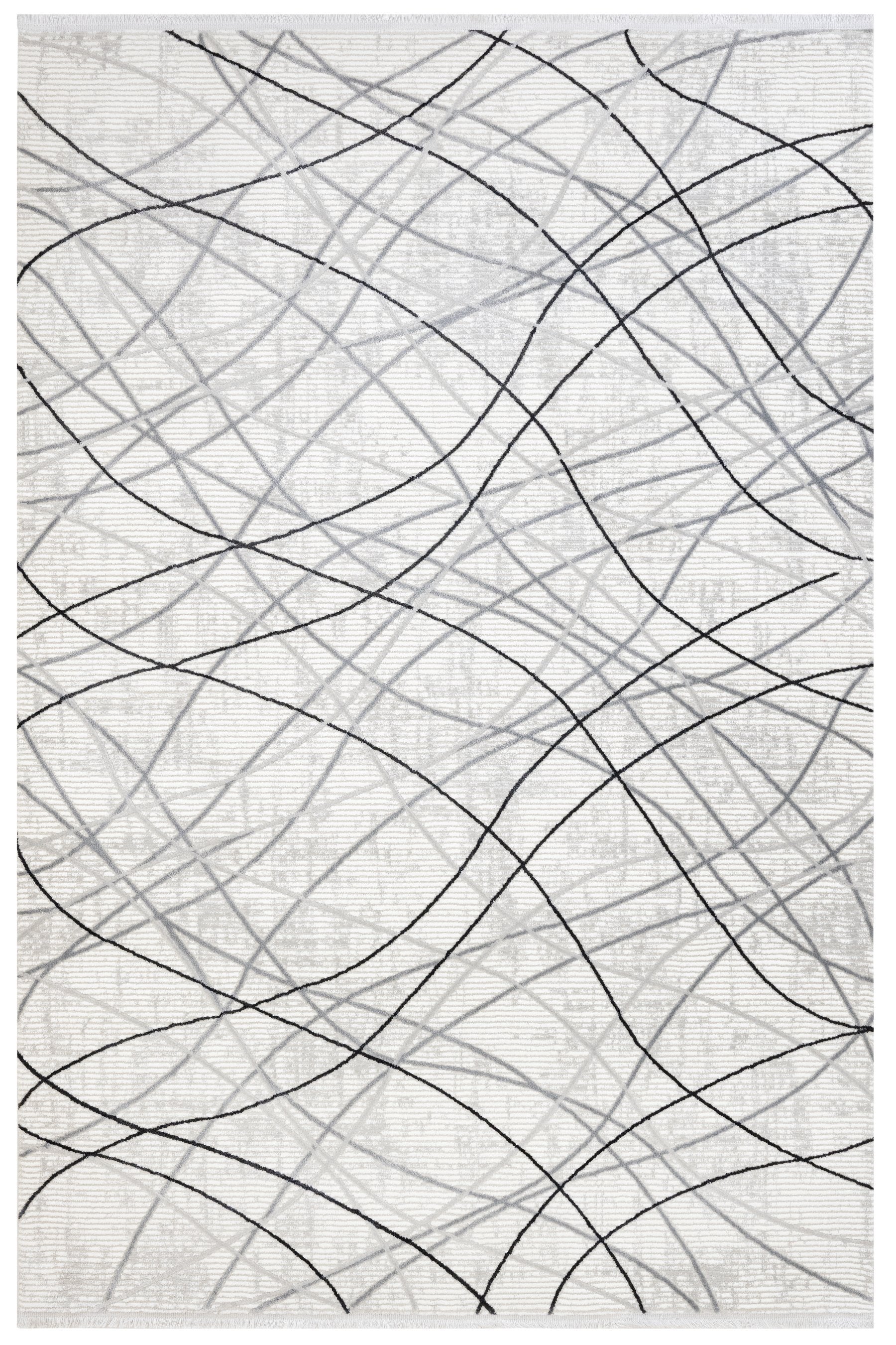 Bogy Gri Geometrik Mikropolyester Makine Halısı Nexus