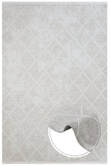 Grey Geometric Pattern Modern Machine-Made Rug