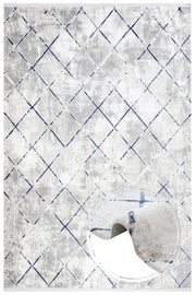 Blanch Mavi Geometrik Mikropolyester Makine Halısı Nexus