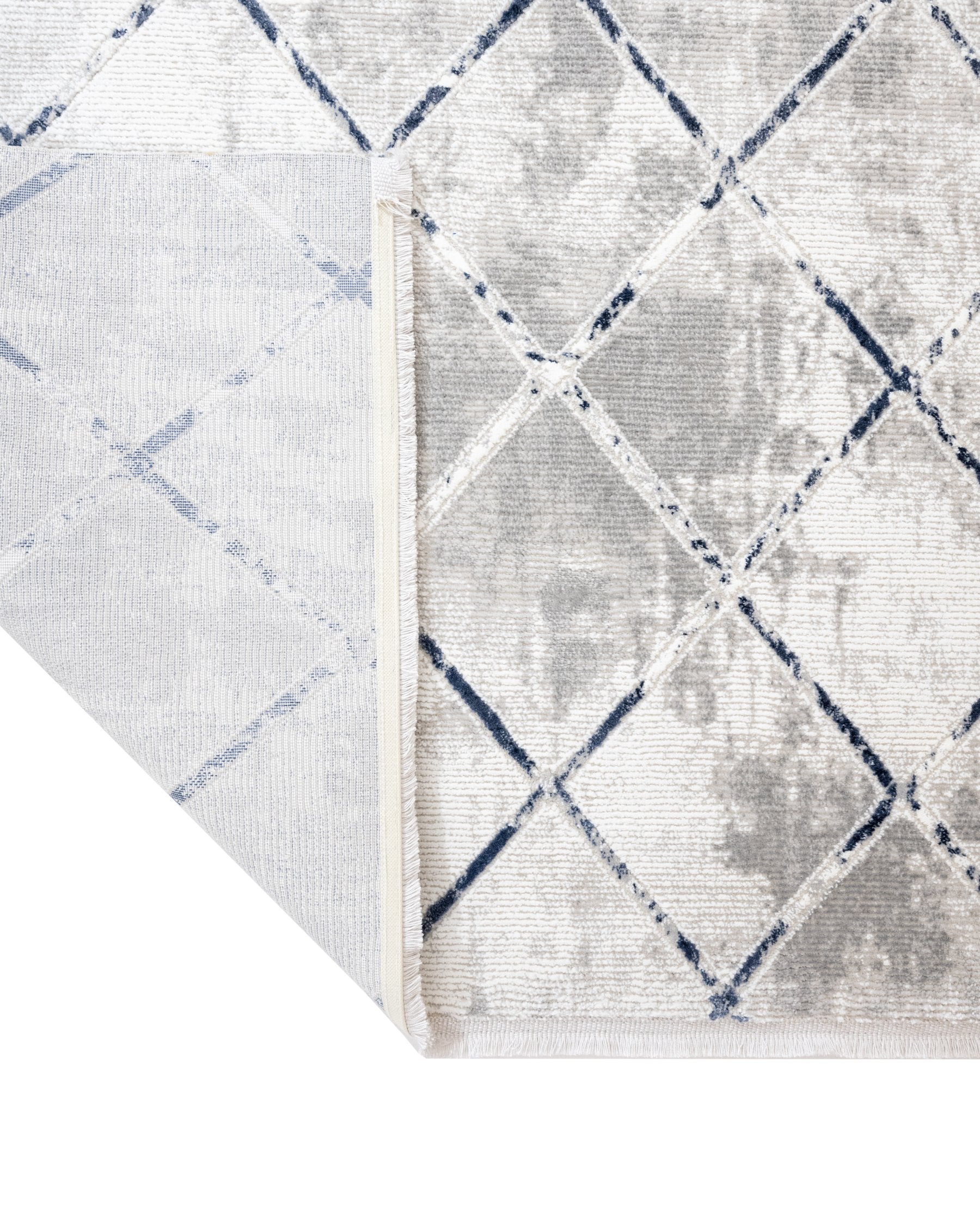 Blanch Mavi Geometrik Mikropolyester Makine Halısı Nexus