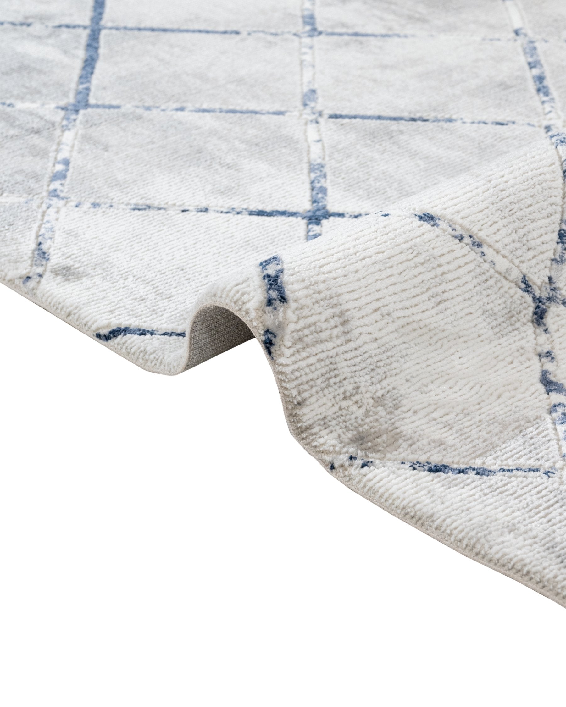 Blanch Mavi Geometrik Mikropolyester Makine Halısı Nexus