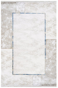 Modern White and Grey Geometric Patterned Area Rug