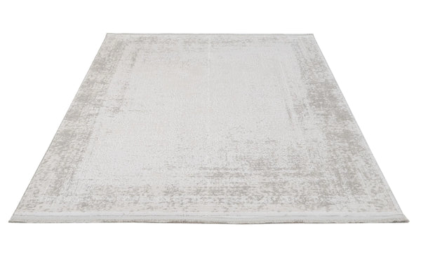 Krem Vizon Dokulu Minimalist Viskon Halı - Toz Vermez