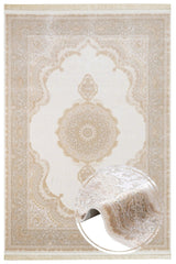 Cream Beige Classic Medallion Living Room Carpet Oriental - Polyester