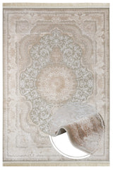 Mink Cream Classic Medallion Living Room Rug - Polyester