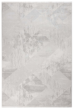 Piacenza Krem Geometrik Mikrofiber Polyester Makine Halısı Luxess