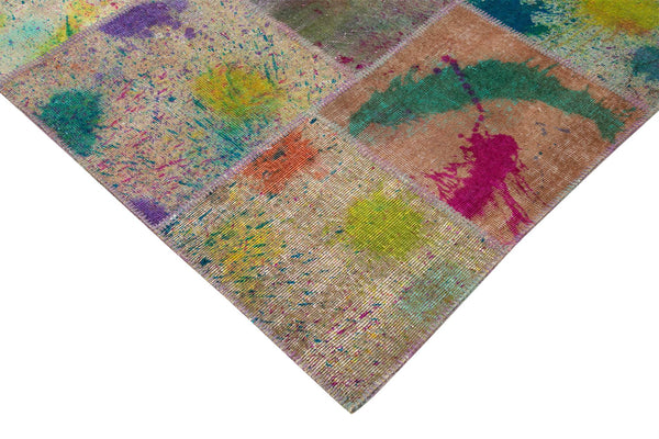 Kırk Yama Pembe Patchwork Pamuk Yün El Dokuma Halısı 305x406 Agacan