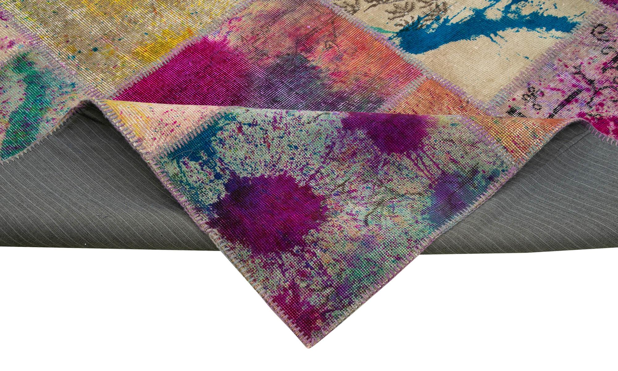 Kırk Yama Pembe Patchwork Pamuk Yün El Dokuma Halısı 305x406 Agacan