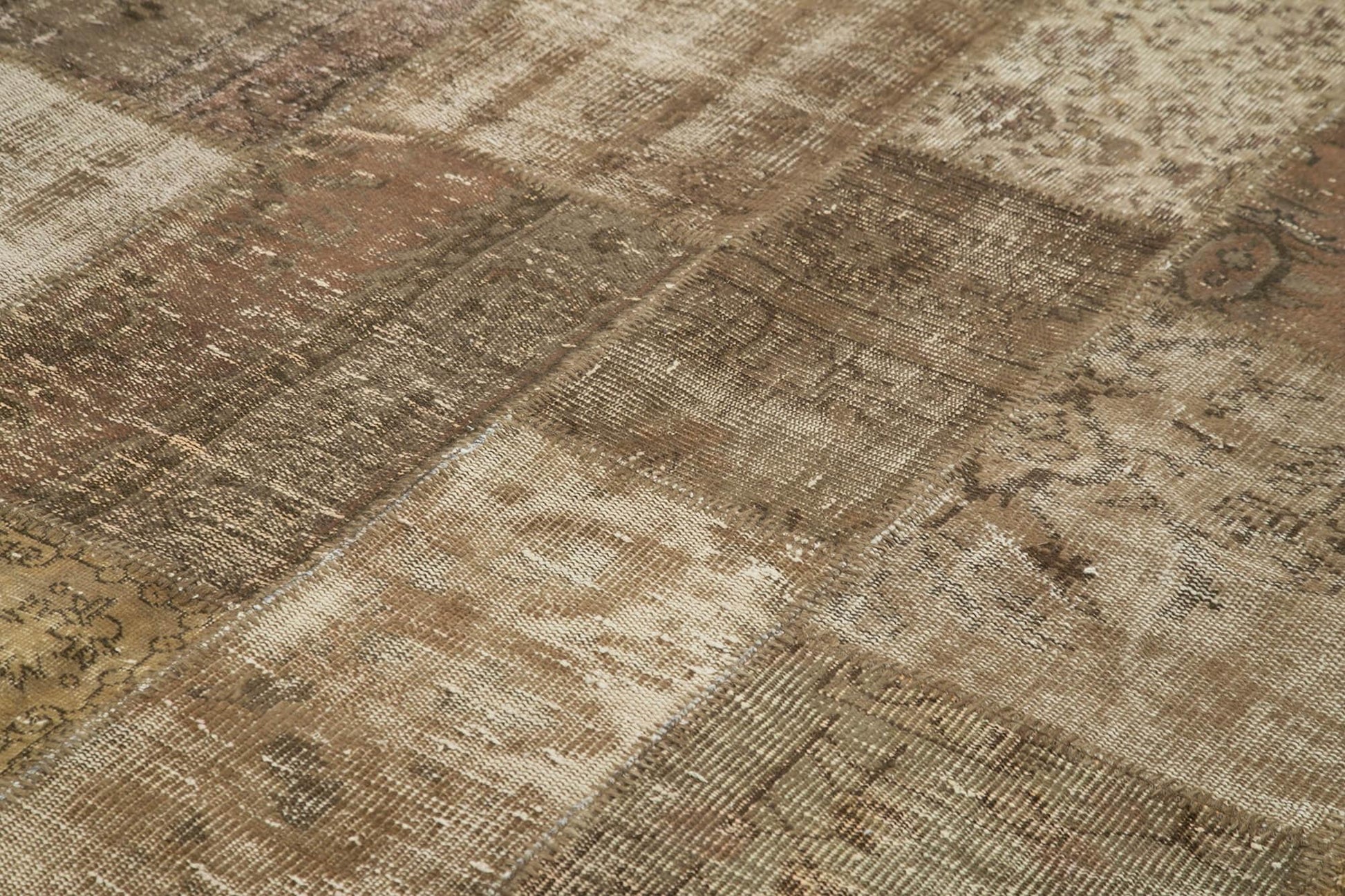 Kırk Yama Kahverengi Patchwork Pamuk Yün El Dokuma Halısı 254x348 Agacan