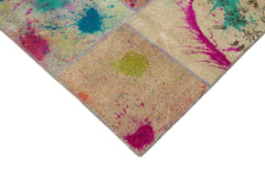 Kırk Yama Gri Patchwork Pamuk Yün El Dokuma Halısı 251x348 Agacan